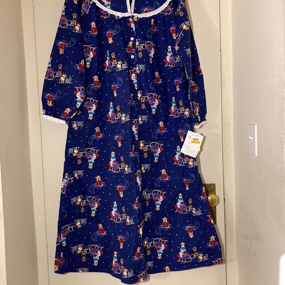 NWT Lanz of Salzburg lace long flannel cotton nightgown christmas holiday print - Picture 17 of 17
